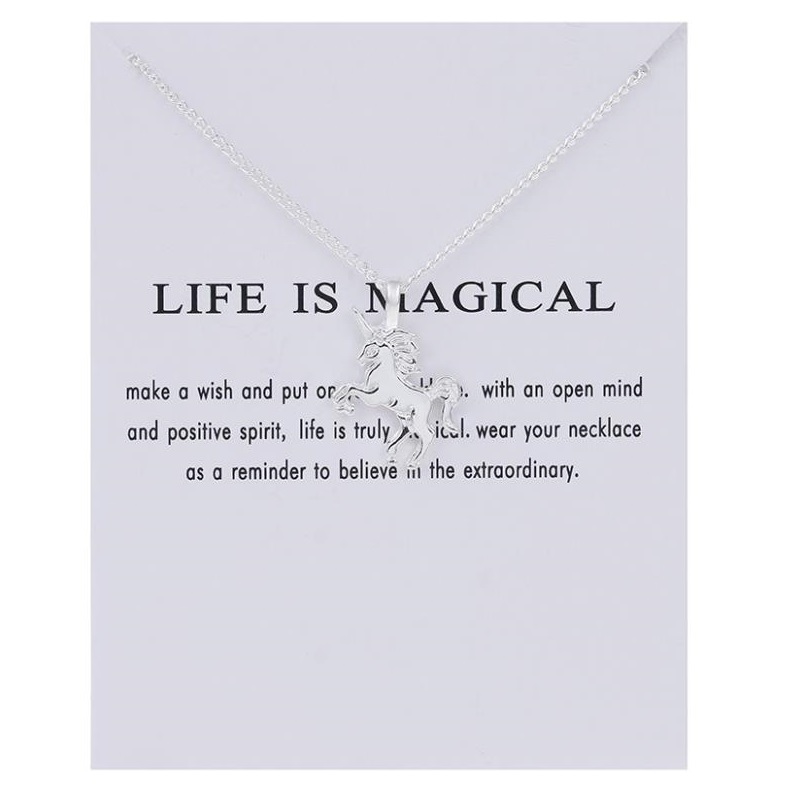 

Unicorn Alloy Pendant Necklace With Card Gold Silver Animal Pendants Necklaces Women Jewelry Holiday Gifts