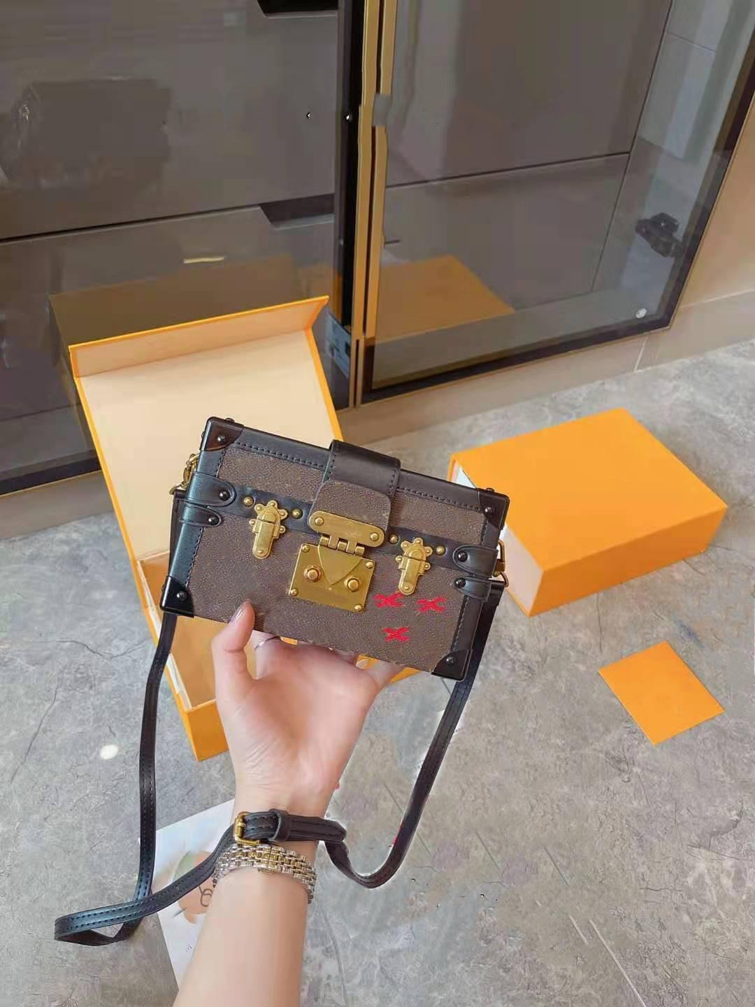 

M40156 Designer Petite Malle Handbags Luxury Messenger Bag Women Leather Shoulder Crossbody With Wallet+Small Bag 2 pcs Casual Bags