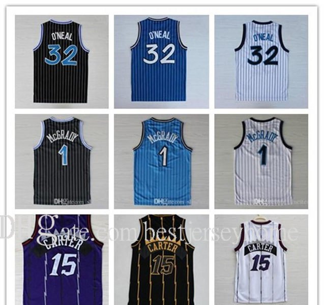 

Men #32 O'Neal Jersey Penny #15 Carter Jerseys Tracy #1 McGrady Jerseys Stitched College Shirts Mens Vince 1 Hardaway Shirt Basketball, Black;red
