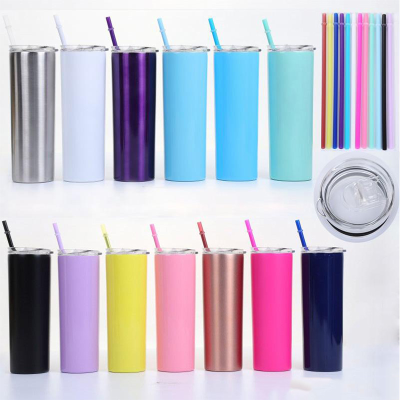 

20oz sublimation Mug straight tumblers blanks Stainless Steel Vacuum Insulated Tapered Slim 20 oz Cup Car Coffee Mugs With Seal Lid Straw, As show