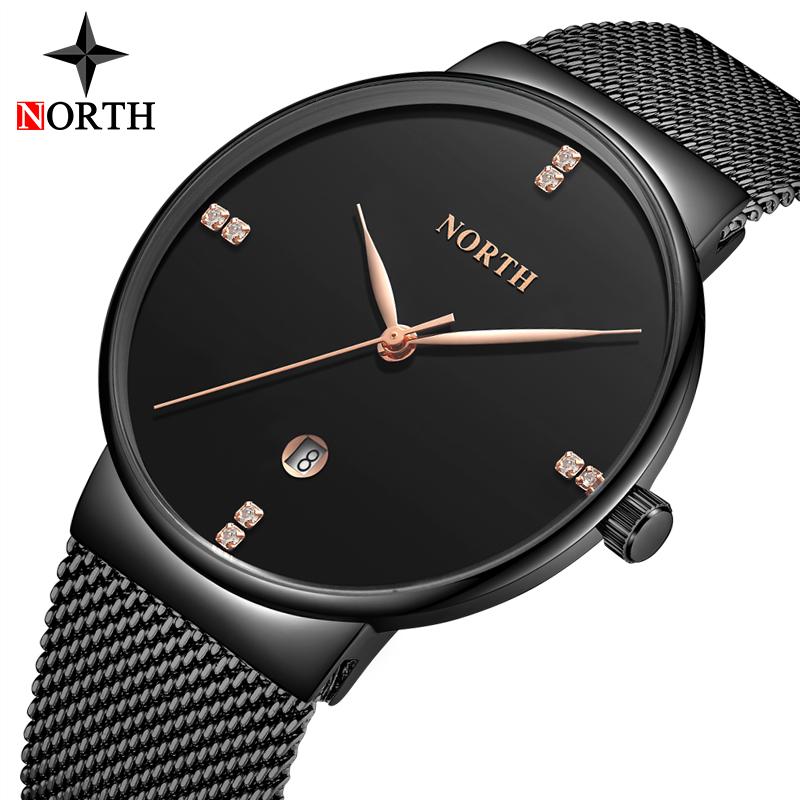 

Relogio Masculino NORTH Watch Men Ultra Thin Classic Business Mens Watches Top Quartz Male Wristwatch Man 2021 Wristwatches, Silver blue