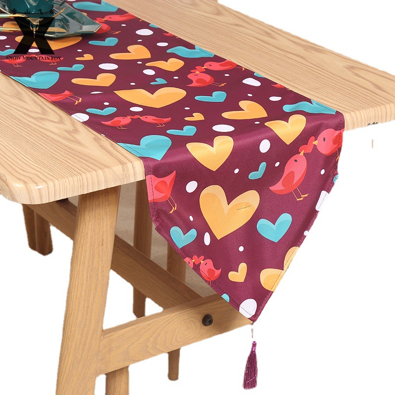

love pattern table runner, high-quality home decoration, beautiful and durable, easy to organize