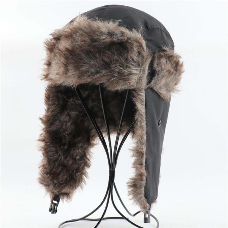 

Berets Stylish Hat Pure Color Windproof Coldproof No Brim Ear Flap Unisex, Black