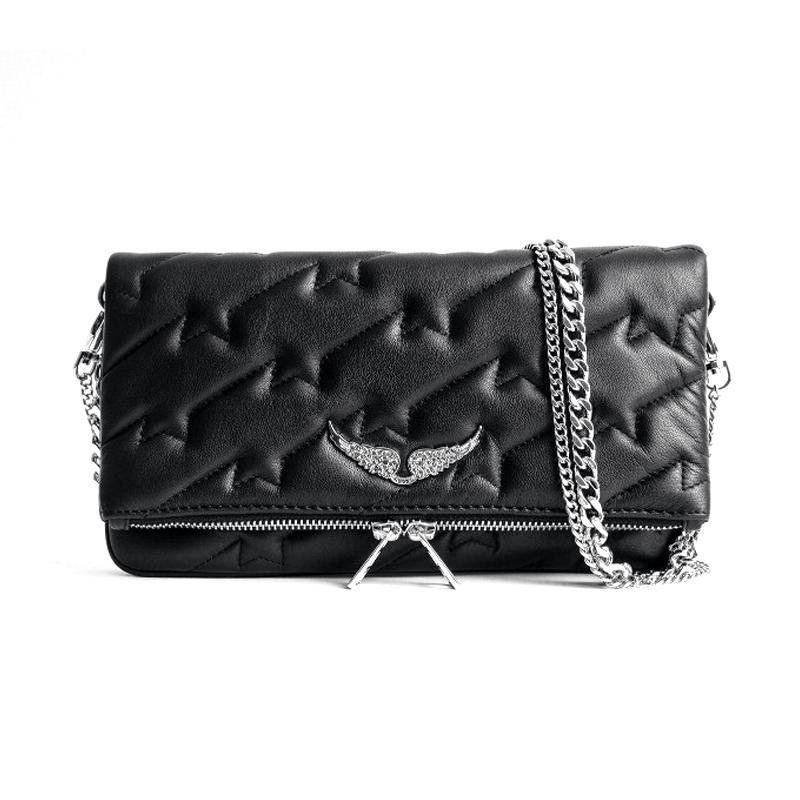 

Evening Bags Cow Leather Crossbody Bag Ladies Hand For Women Luxury Handbags Designer Shoulder Wings Decoration Chain