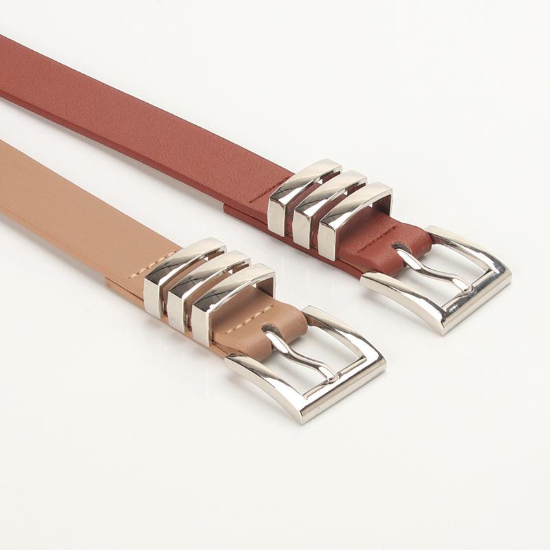 

Belts 2021 Fashion For Women All Match Classic Square Buckle Pinhole Jeans Belt Dressing Ladies Leather Professional Dress, Black;brown
