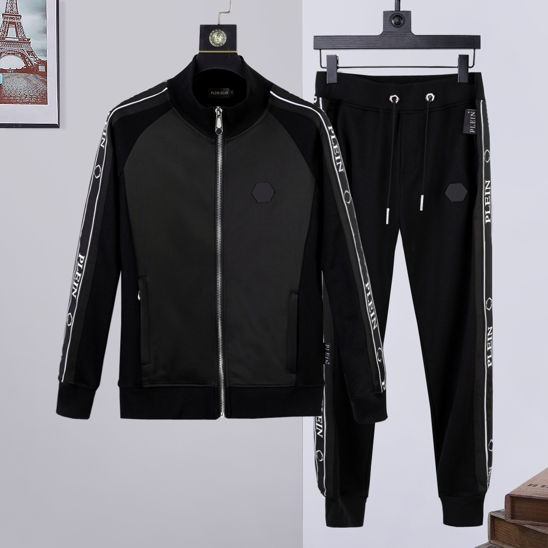 

PLEIN BEAR Mens HOODIE JACKET TROUSERS CRYSTAL SKULL Tracksuit Men Hoodies Casual Tracksuits Jogger Jackets Pants Sets Sporting Suit 74171, Black