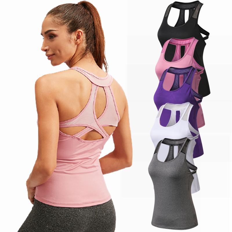 

Yoga Outfit Fitness Solid Women Breathable Top Gym Workout Tank Running Shirt Sexy Backless Sport T Crop, Wh