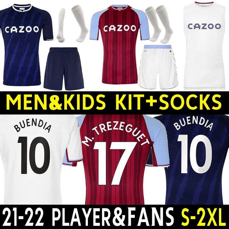 

Villaed soccer jerseys 21 22 home Grealish M. TREZEGUET Aston Wesley El Ghazi Hourihane Douglas McGinn Barkley Watkins 2021 2022 MAN + KIDS Full SET SOCKS away third vest