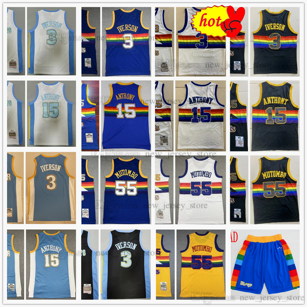 

Mitchell and Ness Retro 2006-07 Blue Basketball Allen 3 Iverson Jerseys Stitched 15 Carmelo 55 Dikembe Anthony Mutombo Jersey Short 1991-92 Yellow White Vintage, Mitchell&ness 2006-07