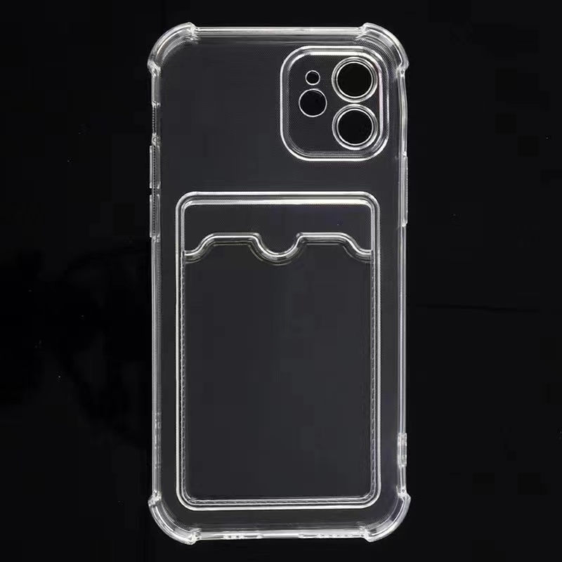 

Fashion Clear Shockproof TPU Card Holder Pocket Cellphone Cases Cover For iPhone X /XR XS / 11 Pro 12 Max 13 Mini series