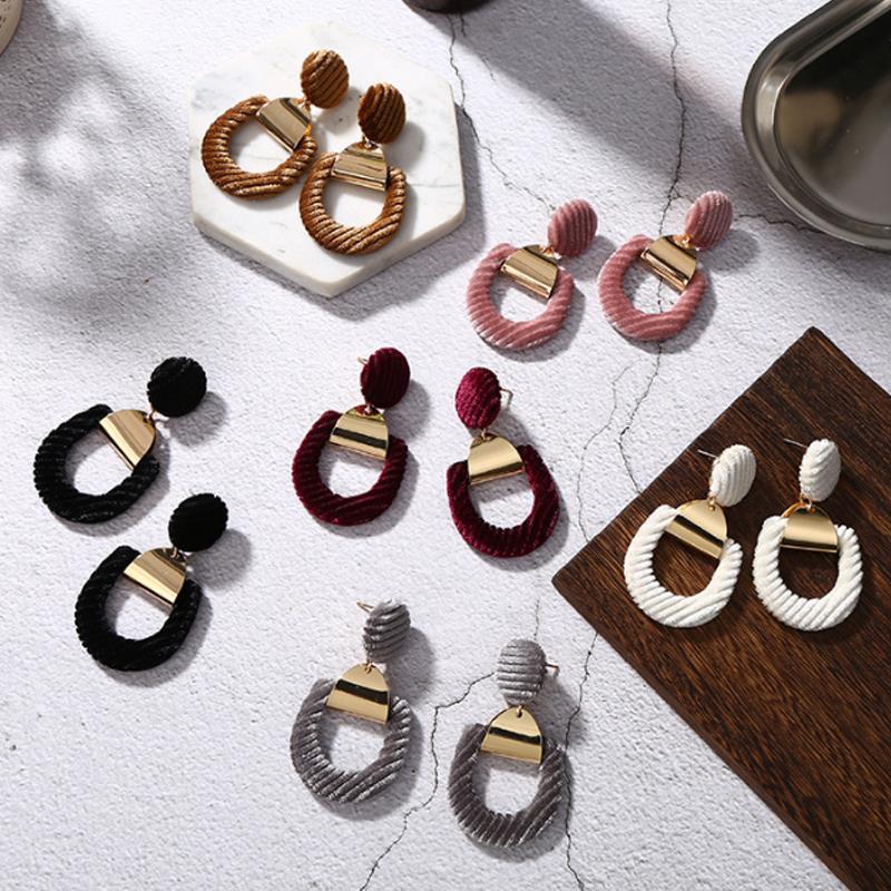 

Dangle & Chandelier Women Hollow Velvet Geometry Earring Ear Stud Charm Retro Jwelry Gifts Circle 1Pair