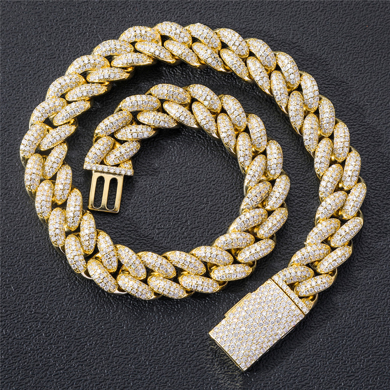 

20mm 18inch-24inch Mens Bling Chains Gold Plated Full CZ Miami Cuban Chain Necklace Bracelet Hip Hop Jewelry Gift for Men Women