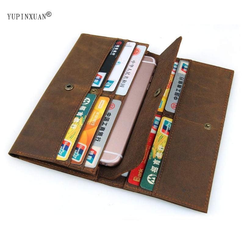 

Wallets YUPINXUAN Solid Color Genuine Leather Man Wallet Vintage Cow Long Model Large Capacity Purse Russian Fashion, Red;black