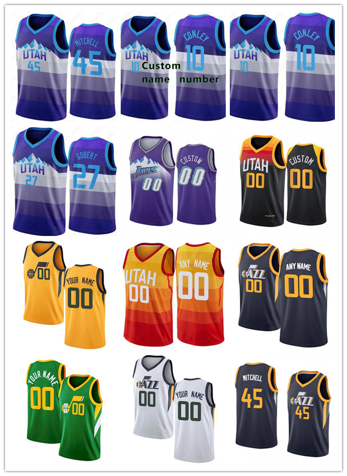 

75th Custom Mens Women Youth Utah's Jazz's Donovan 45 Mitchell Mike 10 Conley 00 Clarkson Rudy 27 Gobert Basketball Jerseys, Black;red