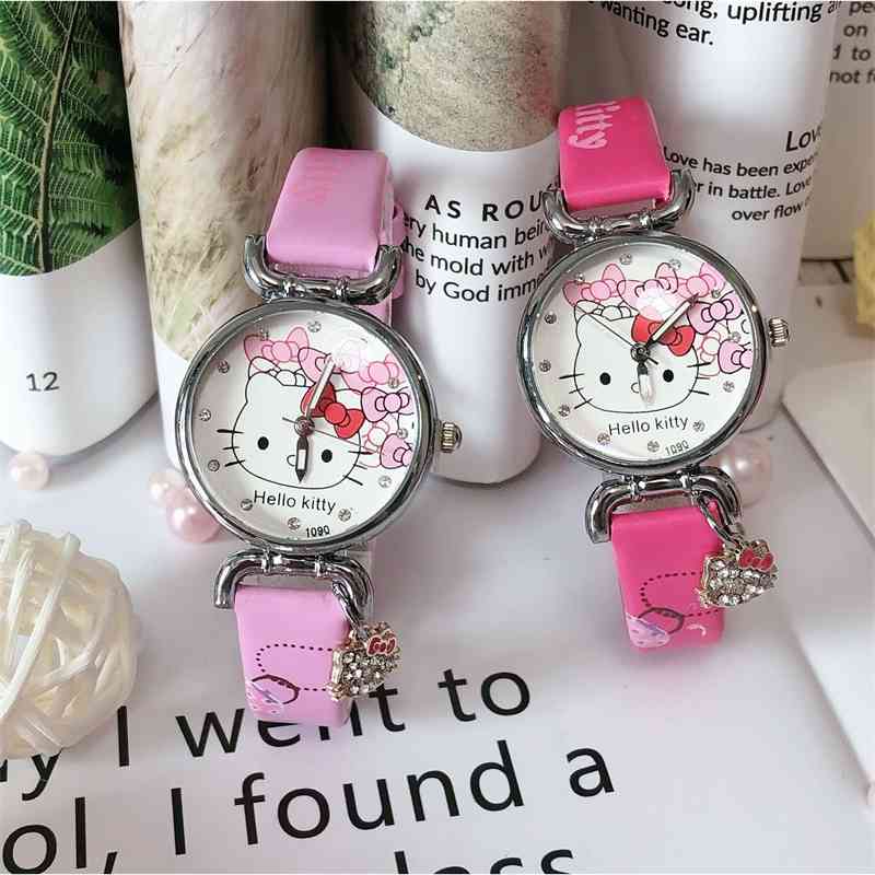 

New KT children's cartoon girl student electronic GIFT PENDANT waterproof quartz watch