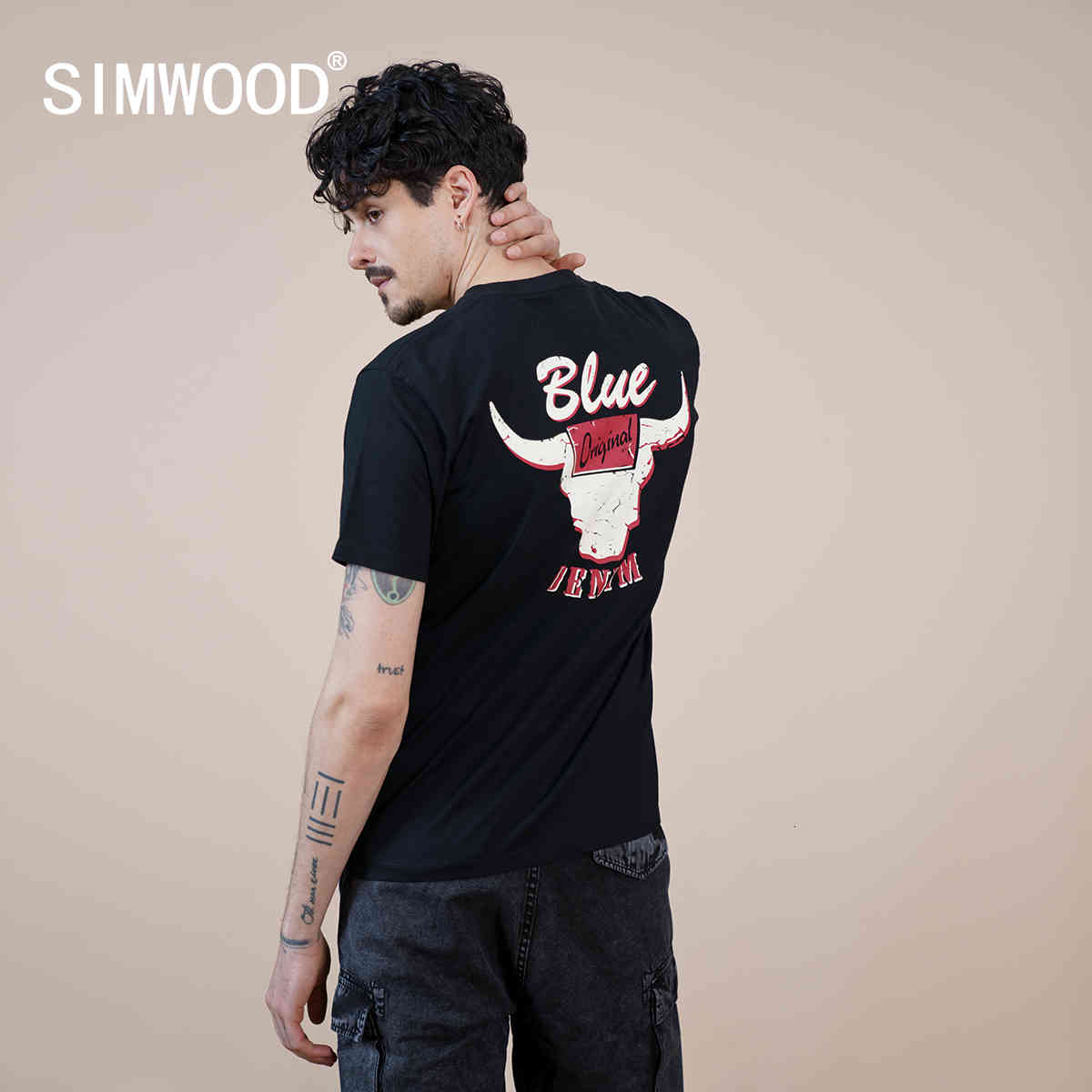 Men&#039;s T-Shirts Summer Bull Print 100% Cotton T-shirts Men Regular Fit Comfortable Soft Tops Plus Size Brand Clothing SK120484 UEPC-image-705515344