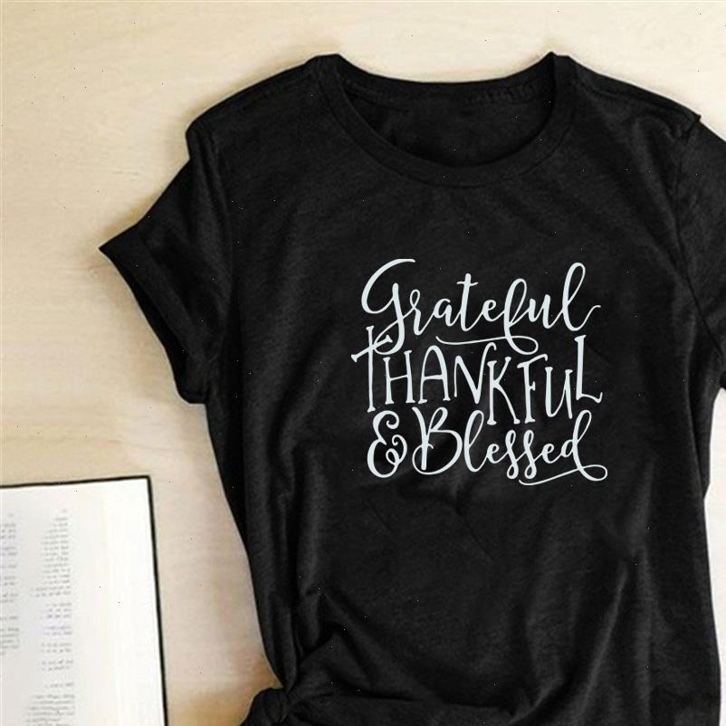 

grateful thankful womens t shirts blessed printing women summer aesthetic clothes vogue woman graphic round neck ladies, White