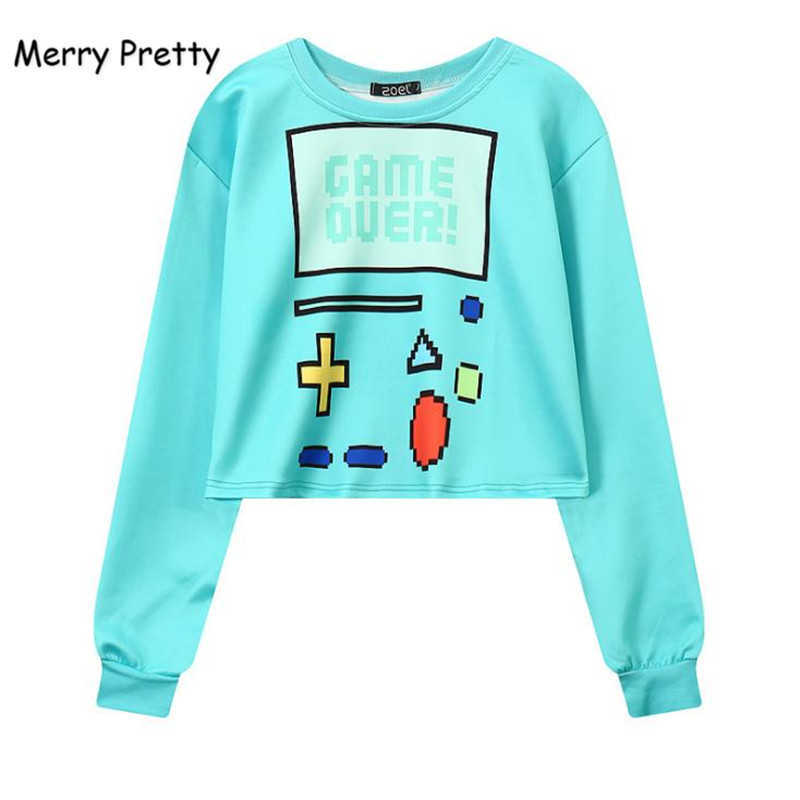 

Merry Pretty woman's sweatshirt harajuku sexy crop top punk hip-hop hoody large size sudaderas mujer fashion feminino moleton 210526, Ship out 24 hours