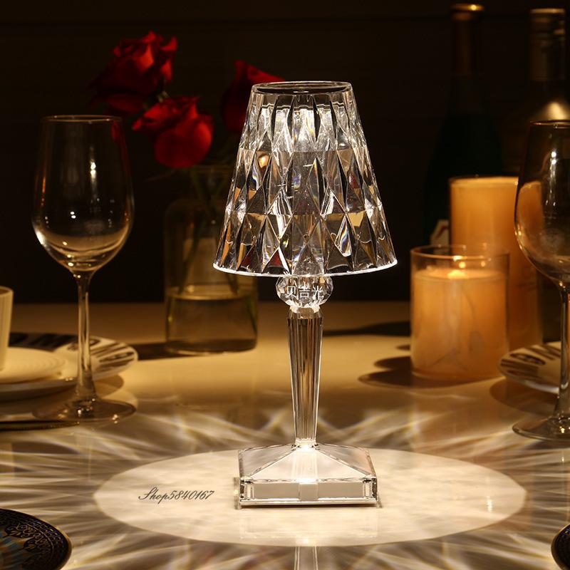 

Nordic Kartell Battery Desk Lamp Creative Diamond Bar Light Table For Dining Room Restaurant Lights Acrylic Lamps
