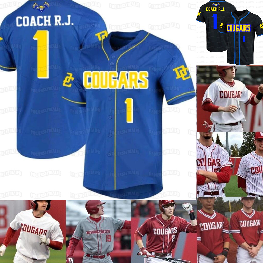 

2021 College WashingtonState Cougars Baseball Jersey A.J. BLOCK BRADY HILL JACK SMITH KYLE MANZARDO GARRETT GOULDSMITH BRODY BARNUM, Black