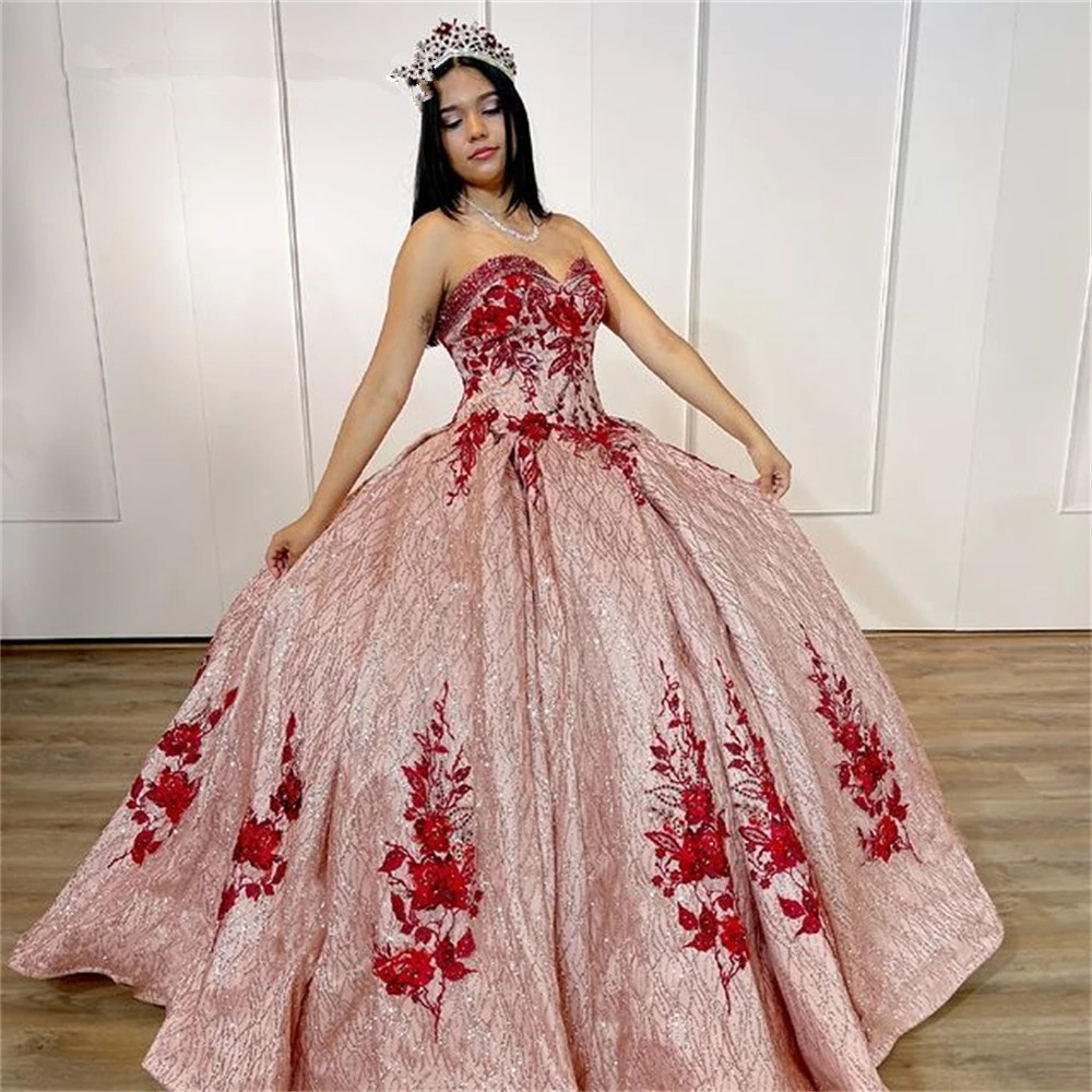 

Charming 2022 Sweetheart Ball Gown Princess Puffy Sweet 16 Dress Appliques Quinceanera Dresses Lace Up Back 15 Year Party Gowns, Purple