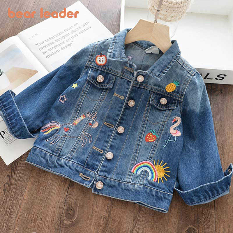 

Bear Leader Denim Coats for Girl Kids Cartoon Embroidery Jacket Autumn Spring Baby Girls Coat Children Clothes 3 8 Years 210708, Ah124blue