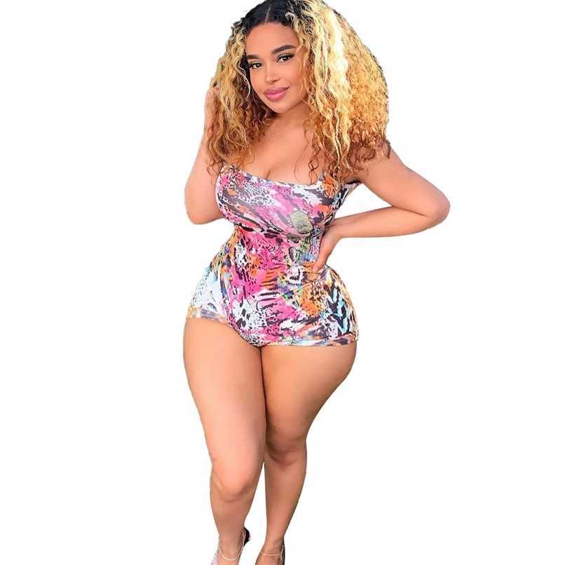 

Product Skinny Boho Party Club Outfits For Women Jumpsuit Romper Bodycon Playsuit Spaghetti Strap Shorts 210525, Multi