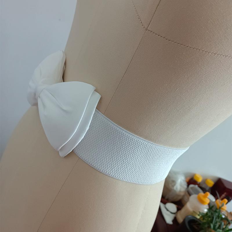 

Belts 2021 Fashion Elastic Women Belt VD1912 Ceinture Femme Ladies Black Blue Red White Bow Plus Size Waist, Black;brown