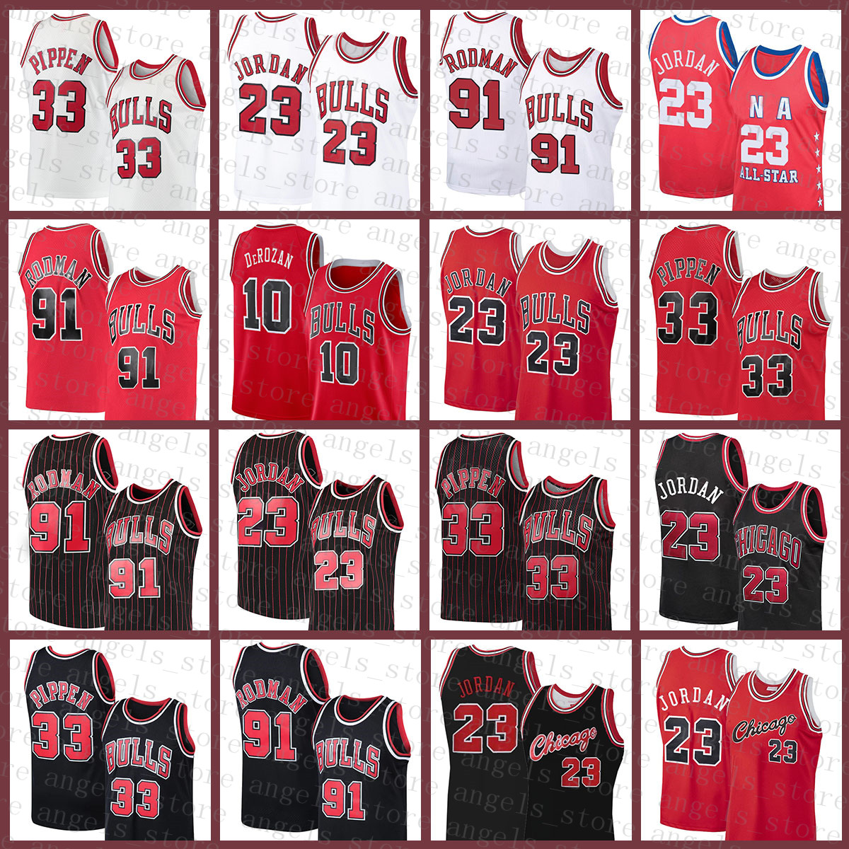 

2021 New Demar 10 DeRozan ChicagoBullMens Basketball Jersey 23 Michael Scottie 33 Pippen Dennis 91 Rodman Gradient, Black;red