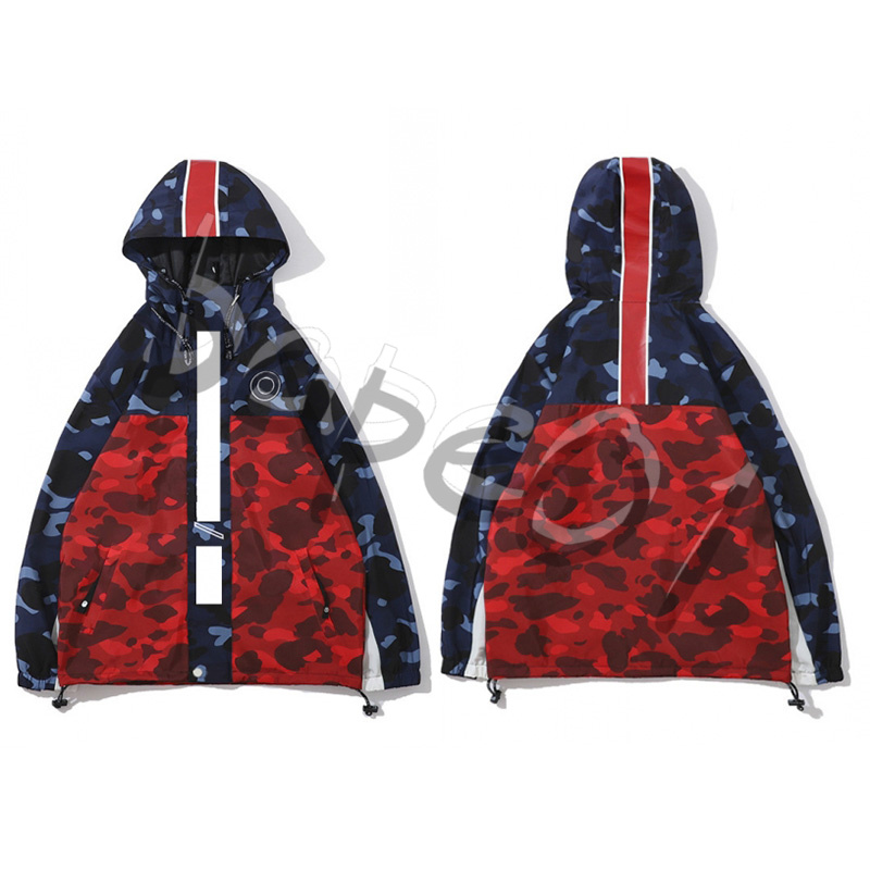 

Newest Mens Designer Jackets Hoodie Fashion Hooded Trench Coat Youth Clothing Camouflage Print Coats Size M-3XL, Red