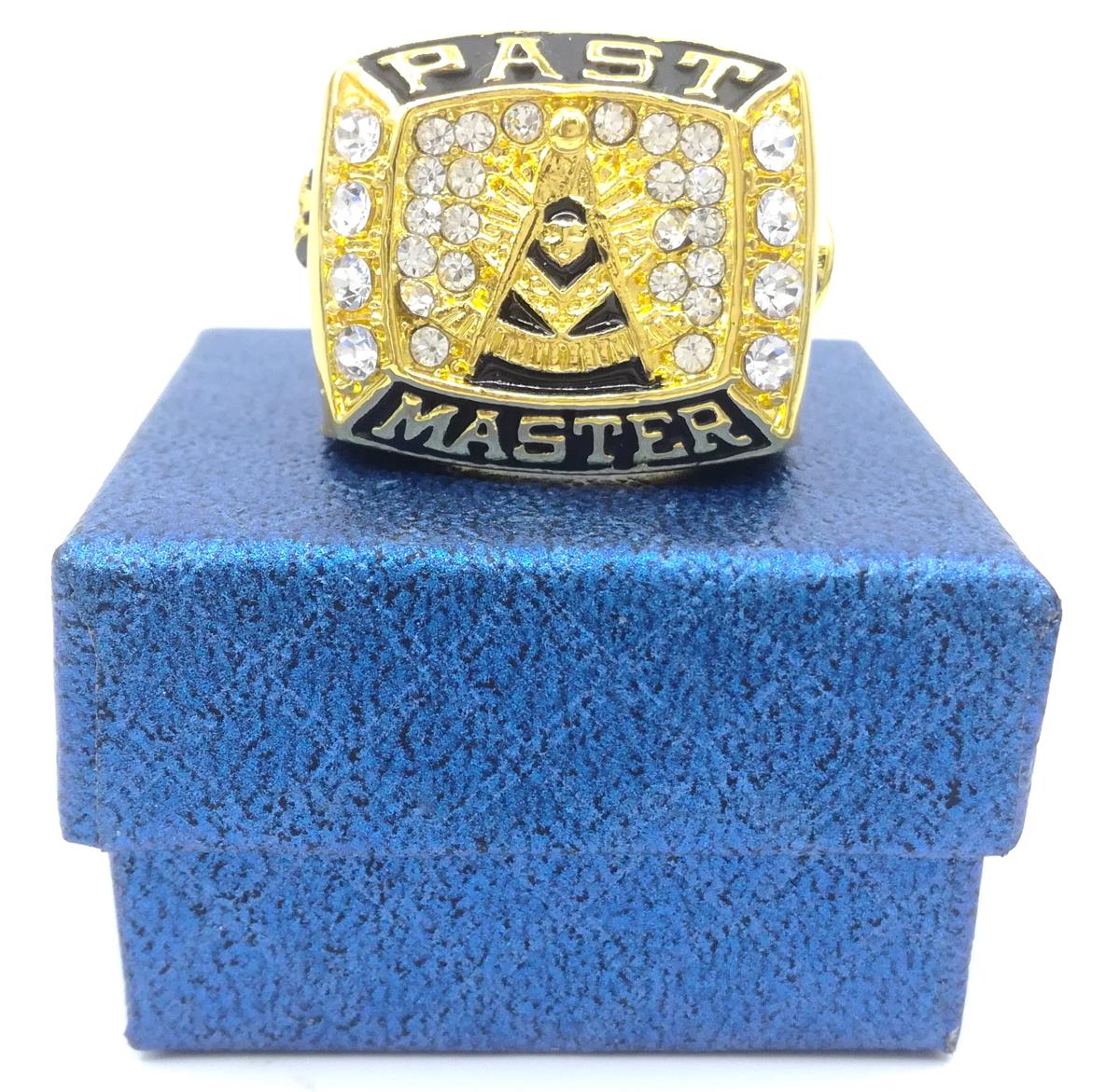 

Masonic PAST MASTER GOLDEN PLATED Championship Ring Size 11, Silver