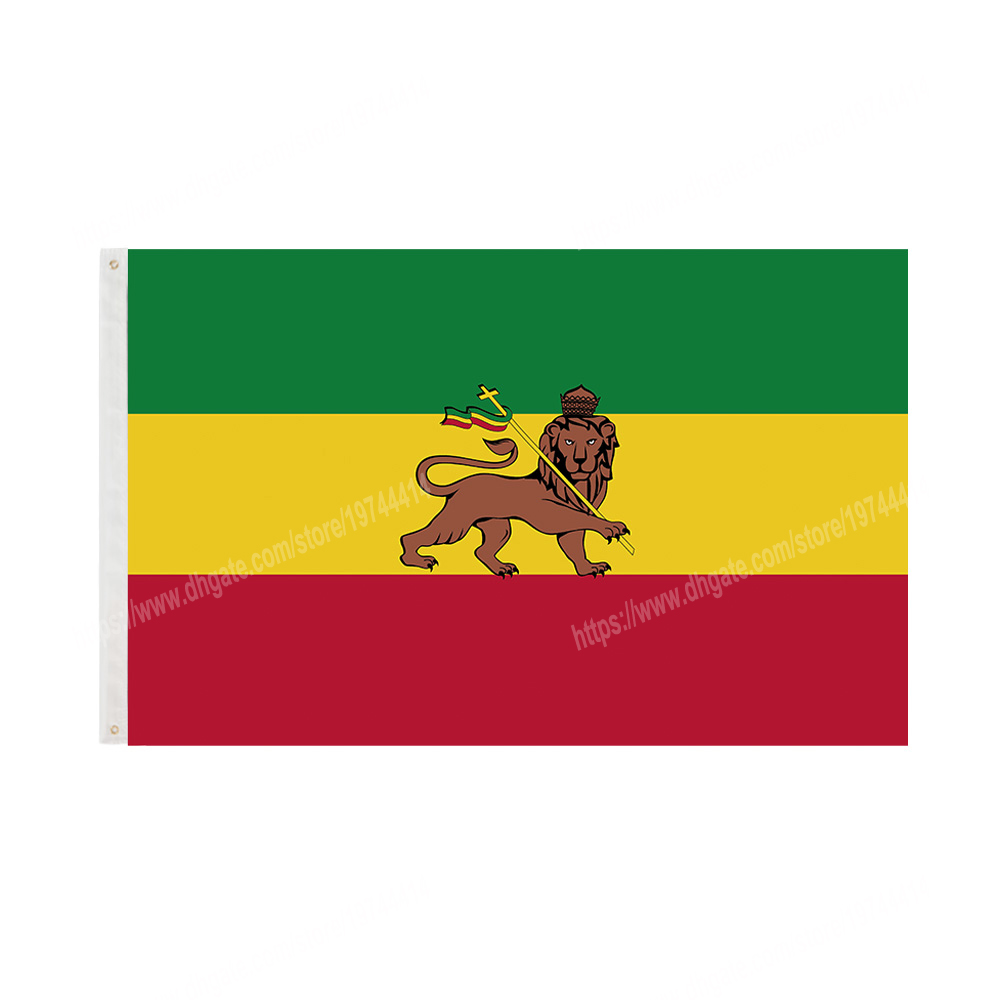 

Ethiopian Lion of Judah Rastafari Rasta Reggae Flag 90 x 150cm 3 * 5ft Custom Banner Metal Holes Grommets can be Customized