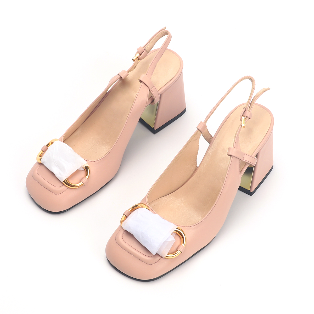 

Designer high heels thick heel summer women sandals genuine leather sexy metal buckle bridal wedding ladies shoes Pink Watermelon Mary Jane Retro Horsebit sandal, Extra cost for oem