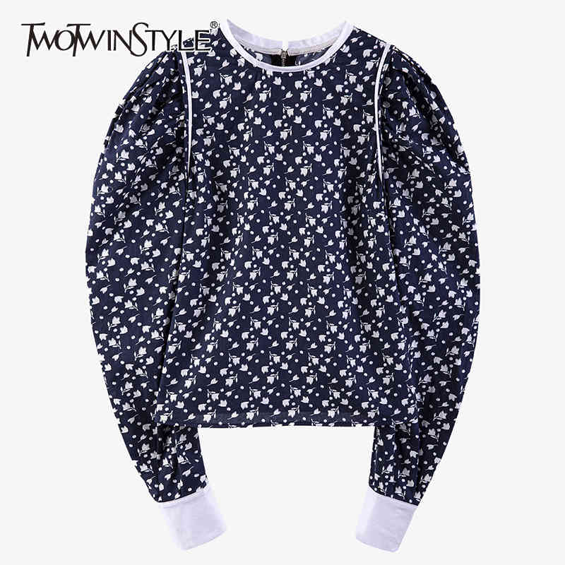 

Vintage Print Casual Shirts For Women O Neck Long Sleeve Loose Blouses Female Korean Spring Fashion Clothing 210524, Aspicture