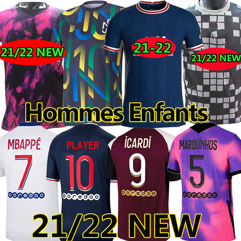 

21/22 soccer jerseys MBAPPE KEAN PAREDES 2021 2022 MARQUINHOS KIMPEMBE DI MARIA ICARDI football Men kids Kits set shirt uniforms top Thailand, 20 21 home pants
