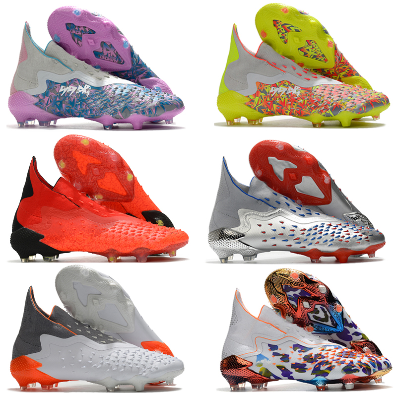 

Predator Freak + Meteorite FG Soccer Shoes Showpiece Silver Metallic Laceless Numbers Up Superstealth Paul Pogbas Equipment Crystal White Shock Pink Football Cleat, 01