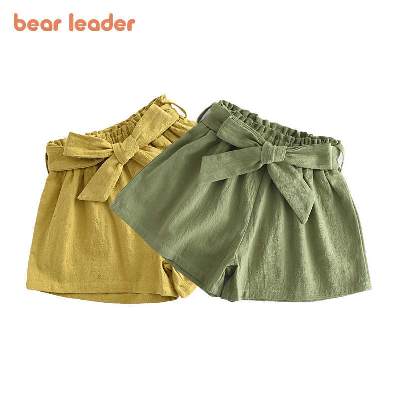 

Bear Leader Fashion Summer Casual Pants 2Pcs For Baby Girl Bowknot Sashes Princess Shorts Children Active Clothing 3-7 Years 210708, Sky blue