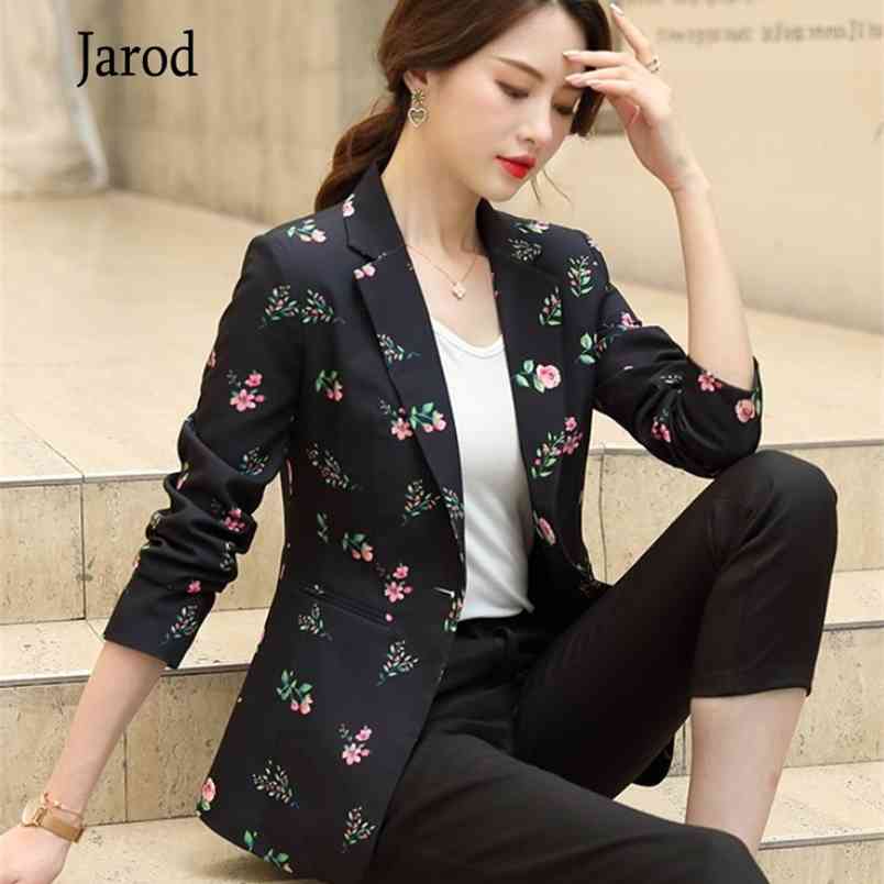 

Autumn fashion women print blazer formal slim Long sleeve jacket office ladies temperament work coat 210519, Picture color