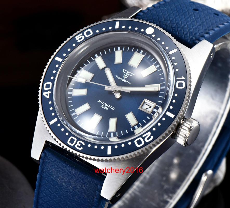 

Wristwatches 41mm Tandorio 62MAS Automatic NH35 PT5000 Movement Sapphire Glass C3 Luminous 30ATM Waterproof Diver Mens Watch Waffle Strap, Bwaffle strap-nologo