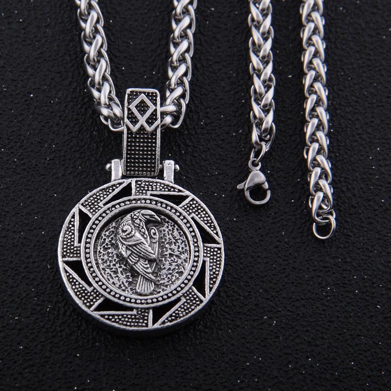 

Pendant Necklaces Odin Bear Wolf Raven Talisman Amulet Viking Necklace Wicca Bird Jewelry Knot Runes Neckless Wiccan Pagan Men Women Accesso