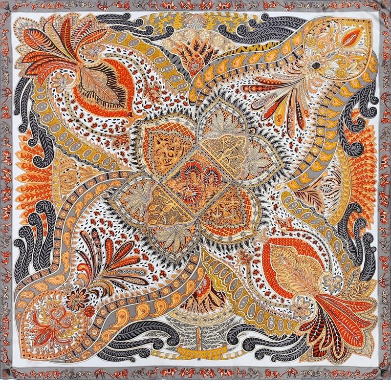 

Scarves Top Grade 100% Satin Silk Scarf Luxury Hand Rolled Edges Women Fashion Square Hijab Foulard 105x105cm