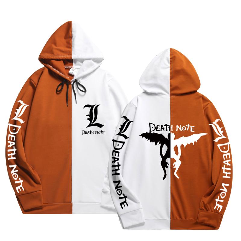 

Men' Hoodies & Sweatshirts 2021 Summer Japan Anime Death Note Print The Sharingan Patchwork Sweatshirt Thin Clothing Hoodie, Brown 1