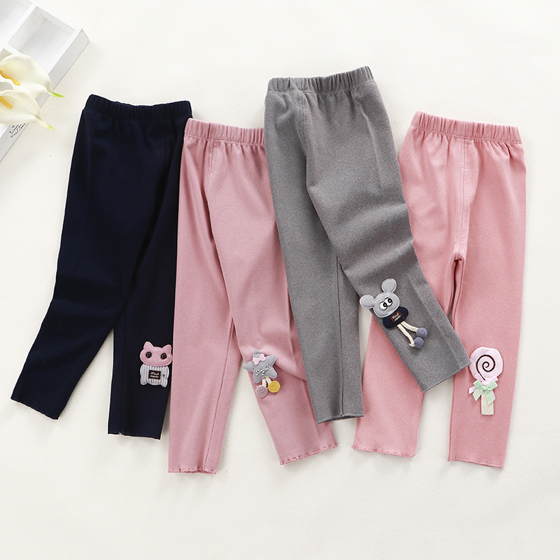 

Children's legs, autumn and winter, new Korean version of the baby stretch trousers cartoon girls thin section wear children's trousers, Blue
