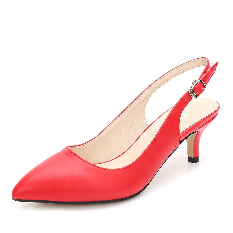 Sandals Mclubgirl Women's Sexy Single Shoes Pointed Toe High Heels Large Size Back Red Empty Buckle Pumps OL Fashion WZ-5106