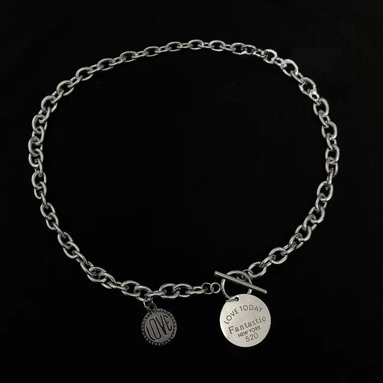 

Pearl Splicing Necklace Female Titanium Steel Love Cross Clavian Chain Design Simple Network Red Manner Accessories Pendant Necklaces, Silver