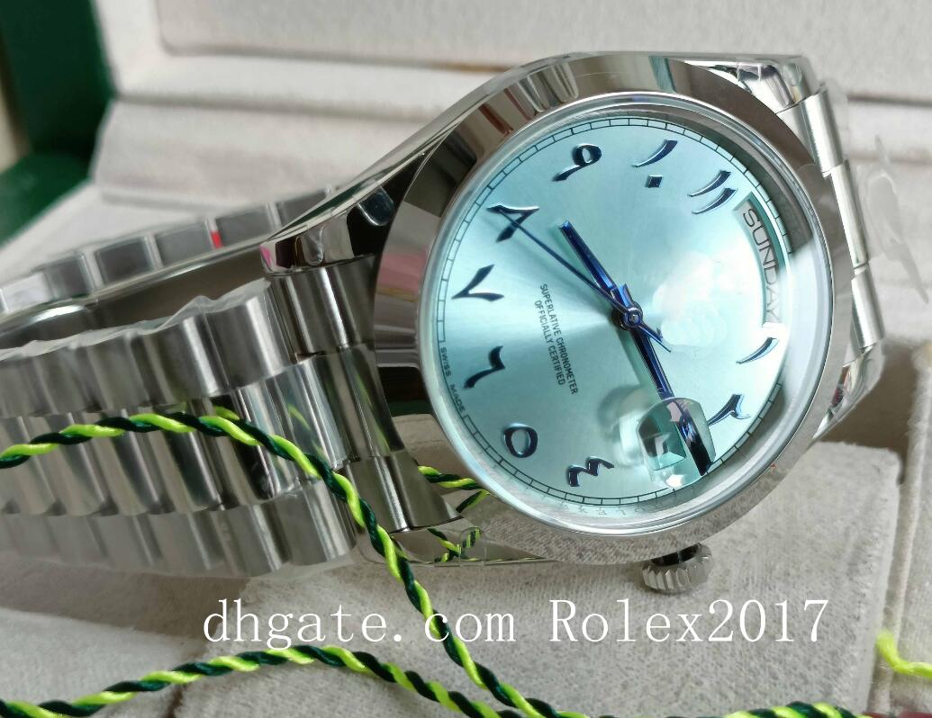 

BPF BP Factory Mens Wristwatches Sport 218206 Automatic 2813 40mm Movement Time Day Date Ice blue dial with Arabic numerals Super Luminous S, Slivery;brown