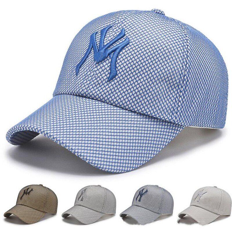 

Summer Outdoor Sunshade Sun Hat Trendy Four Seasons Baseball Caps Mesh Unisex Letter NY Embroidered Cap 5Colors