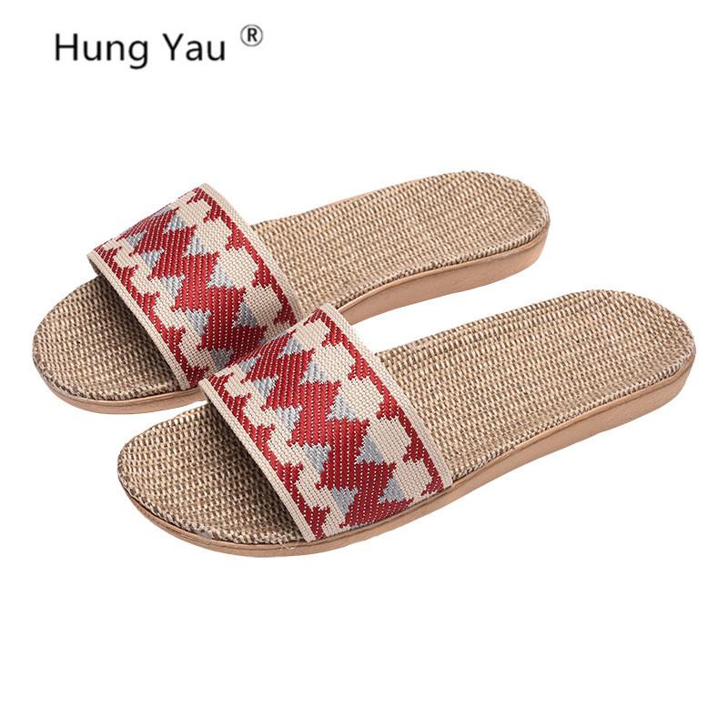 

Slippers Women Flax Summer Indoor Shoes Home Slipper Woman Open Toe Linen Belt Slides Female Sandals Flip Flops Plus Size 35-40, Black