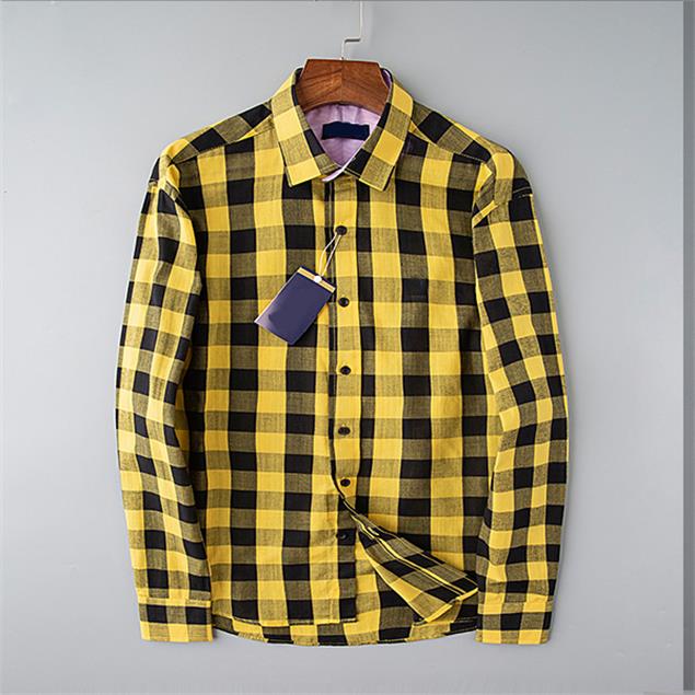 

Luxury designer men's Dress shirts long sleeve Hawaiian beach flower high shirt fashion casual comfortable collar T-shirt M-4XL#08, Yellow