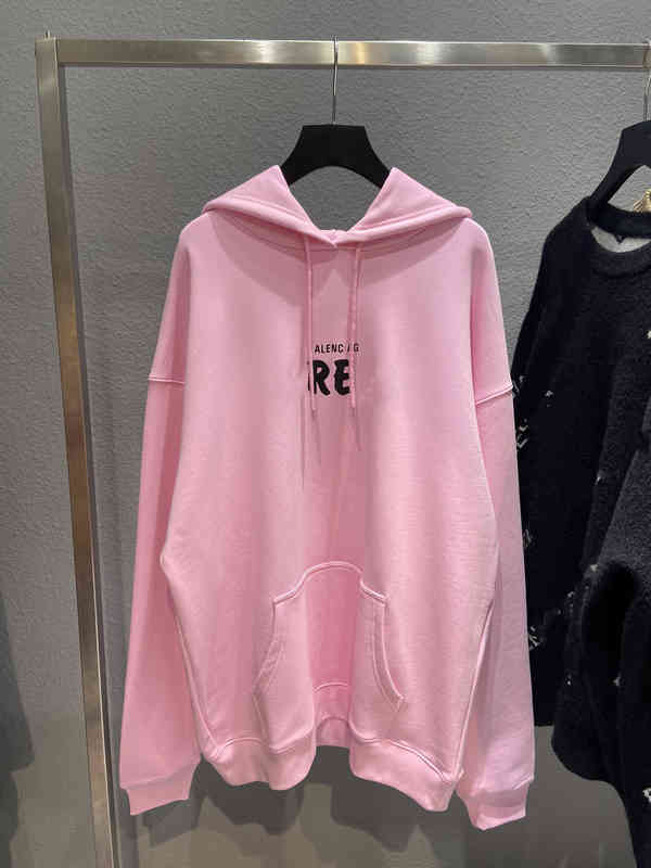 

Men's Hoodies & Sweatshirts High version Paris B home autumn winter crew printed men's and women's couple Hoodie 9LGZ, Pink